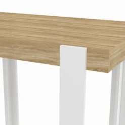 Table haute mange-debout blanc et bois 90 cm