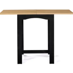 Table haute mange-debout extensible noire et bois