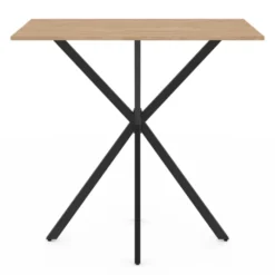 Table haute mange debout recangulaire bois et métal noir pied araignée 100 cm