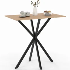 Table haute mange debout recangulaire bois et métal noir pied araignée 100 cm