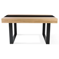 Table industrielle bois et noire 6 personnes 160 cm