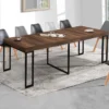 Table industrielle extensible 14 personnes 300 cm bois foncé
