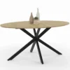 Table industrielle 8 personnes ovale bois et pied araignée noir 150 cm
