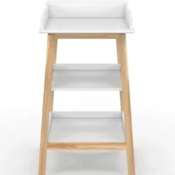 Table à langer avec 2 étagères façon hêtre et blanc