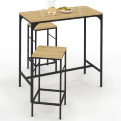 Table mange-debout style industriel avec 2 tabourets
