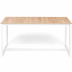 Table à manger blanche et bois extensible style industriel