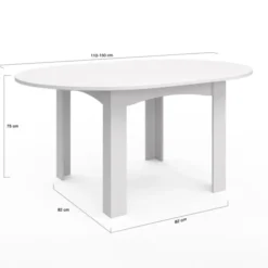 Table à manger blanche extensible ronde pour 4-8 personnes