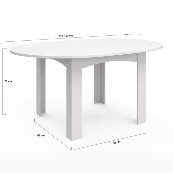 Table à manger blanche extensible ronde pour 4-8 personnes