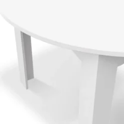 Table à manger blanche extensible ronde pour 4-8 personnes