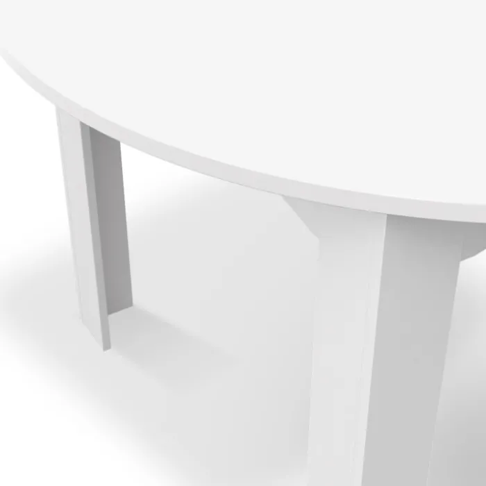 Table à manger blanche extensible ronde pour 4-8 personnes