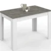 Table à manger blanche rectangle plateau effet béton 4 personnes