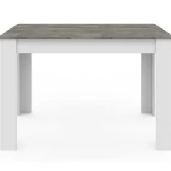 Table à manger blanche rectangle plateau effet béton 4 personnes