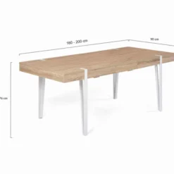 Table à manger bois clair extensible 6-10 personnes avec pied épingle