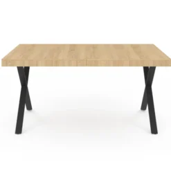 Table à manger bois et métal noir 160 cm