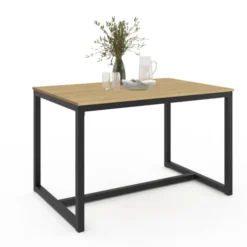 Table à manger bois et métal noir 120 cm