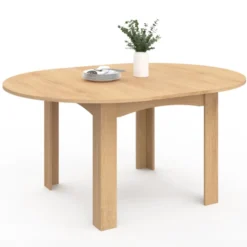 Table à manger bois extensible ronde pour 4-8 personnes
