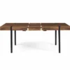 Table à manger bois foncé extensible 6-10 personnes avec pied épingle