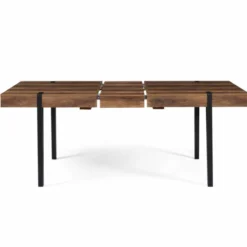Table à manger bois foncé extensible 6-10 personnes avec pied épingle