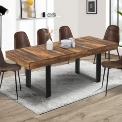 Table à manger bois foncé extensible 4-8 personnes 160-200 cm