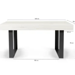 Table à manger bois gris 160 cm