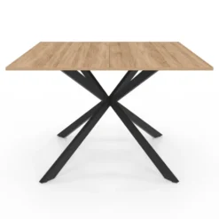 Table à manger carrée bois et noir pour 8 personnes