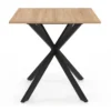 Table à manger carrée 80 cm 4 personnes en bois et pied araignée en métal noir