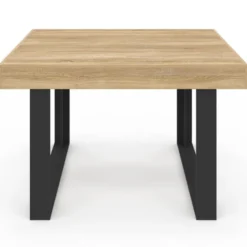 Table à manger carrée 6 personnes bois et noir