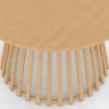 Table à manger de jardin ronde 120 cm 6 personnes avec pied lattes en métal effet bois