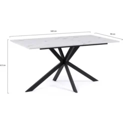 Table à manger effet marbre blanc