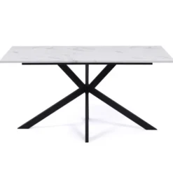 Table à manger effet marbre blanc