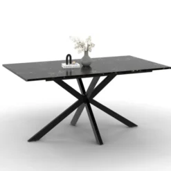 Table à manger effet marbre noir