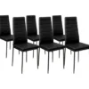 Table à manger en bois imitation hêtre et noir 140 cm et 6 chaises noires