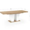 Table à manger extensible avec pied central bois et blanc