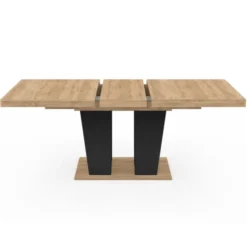 Table à manger extensible avec pied central bois et noir