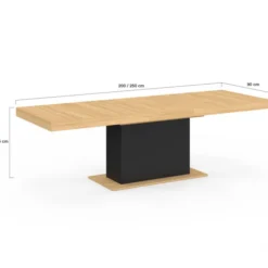 Table à manger extensible bois et noir : 8-12 personnes