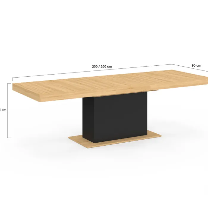 Table à manger extensible bois et noir : 8-12 personnes