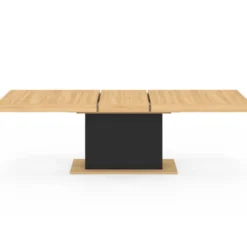 Table à manger extensible bois et noir : 8-12 personnes