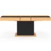 Table à manger extensible bois et bande centrale noire 6-10 personnes