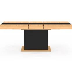 Table à manger extensible bois et bande centrale noire 6-10 personnes