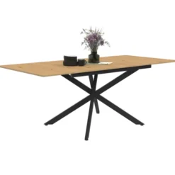 Table à manger extensible bois et noir 6-10 personnes 160-200 cm