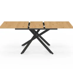 Table à manger extensible bois et noir 6-10 personnes 160-200 cm