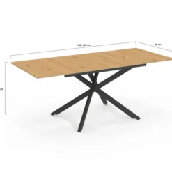 Table à manger extensible bois et noir 6-10 personnes 160-200 cm