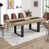 Table à manger extensible bois et bande centrale noire
