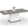Table à manger extensible béton et blanc 6-10 personnes 160-200 cm