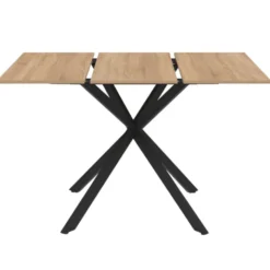 Table à manger extensible carrée 80-120 cm 4-6 personnes pied araignée bois et noir
