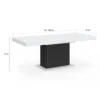 Table à manger extensible 160-200 cm 6-10 personnes plateau effet marbre blanc pied noir