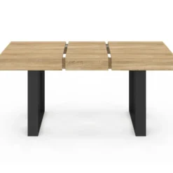 Table à manger extensible 120-160 cm 4-6 personnes noire et bois