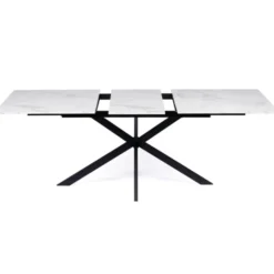 Table à manger extensible effet marbre blanc