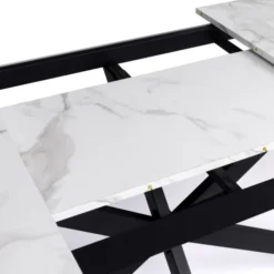 Table à manger extensible effet marbre blanc