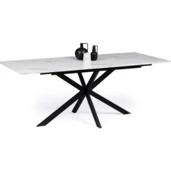 Table à manger extensible effet marbre blanc